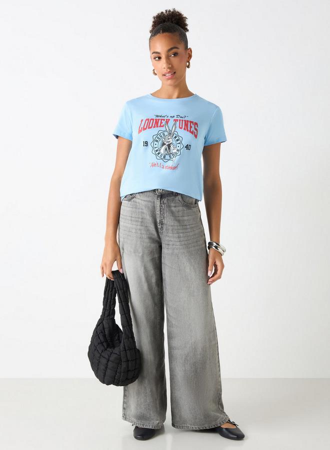 SP Characters Looney Tunes Print Crew Neck T-shirt with Short Sleeves - Image 2