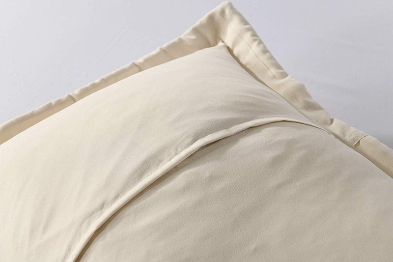 MarCielo 2-Piece Embroidered Pillow Shams, King Decorative Microfiber Pillow Covers Set, King Size (Light Beige) - Image 3