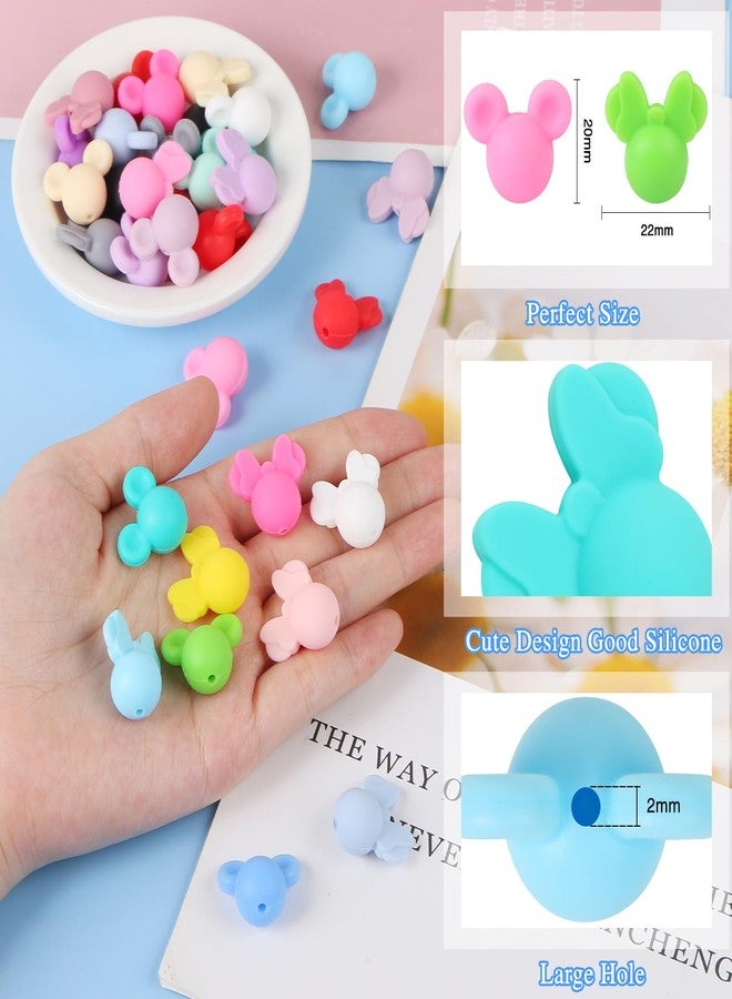 EVERMARKET 40 Pcs Mouse Head Silicone Beads, Cute Focal Beads for Keychain Making, Mixed Kind Colors - Image 2