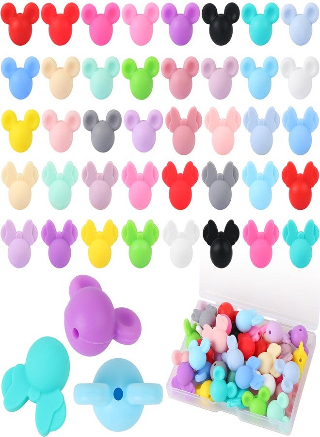 EVERMARKET 40 Pcs Mouse Head Silicone Beads, Cute Focal Beads for Keychain Making, Mixed Kind Colors - Image 1