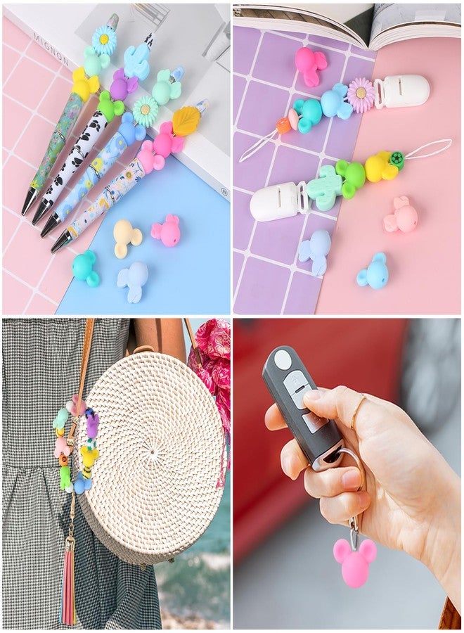 EVERMARKET 40 Pcs Mouse Head Silicone Beads, Cute Focal Beads for Keychain Making, Mixed Kind Colors - Image 5