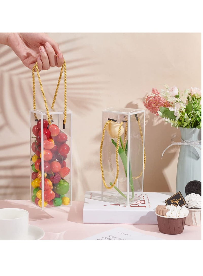 KASTWAVE Clear PVC Plastic Gift Box Set, 10 Pcs Transparent Rectangle Candy Boxes with White Borders and Cord for Holiday, Wedding Party Favors, Gift Packaging (7x7x21cm) - Image 3