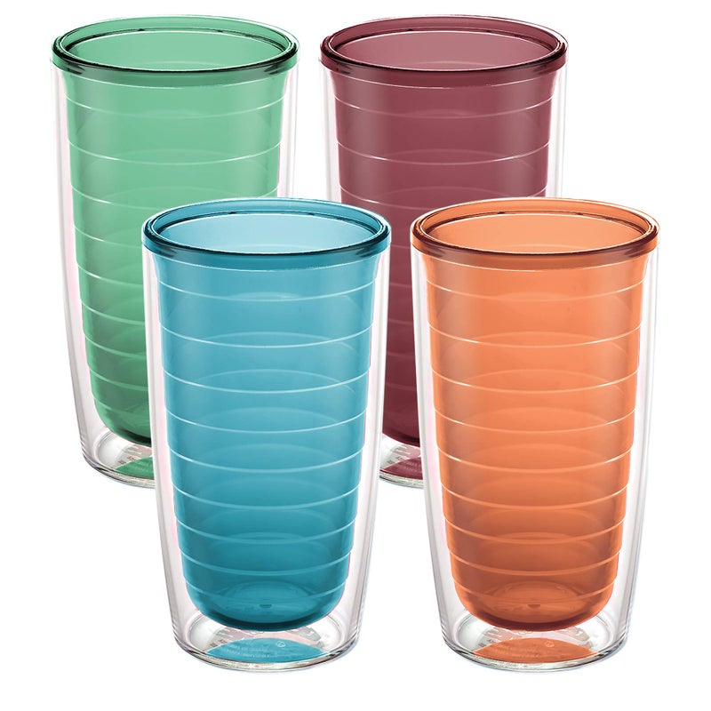 Tervis Clear & Colorful Tabletop Made in USA Double Walled Insulated Tumbler Travel Cup Keeps Drinks Cold & Hot, 16oz - 4pk, Assorted - Image 1