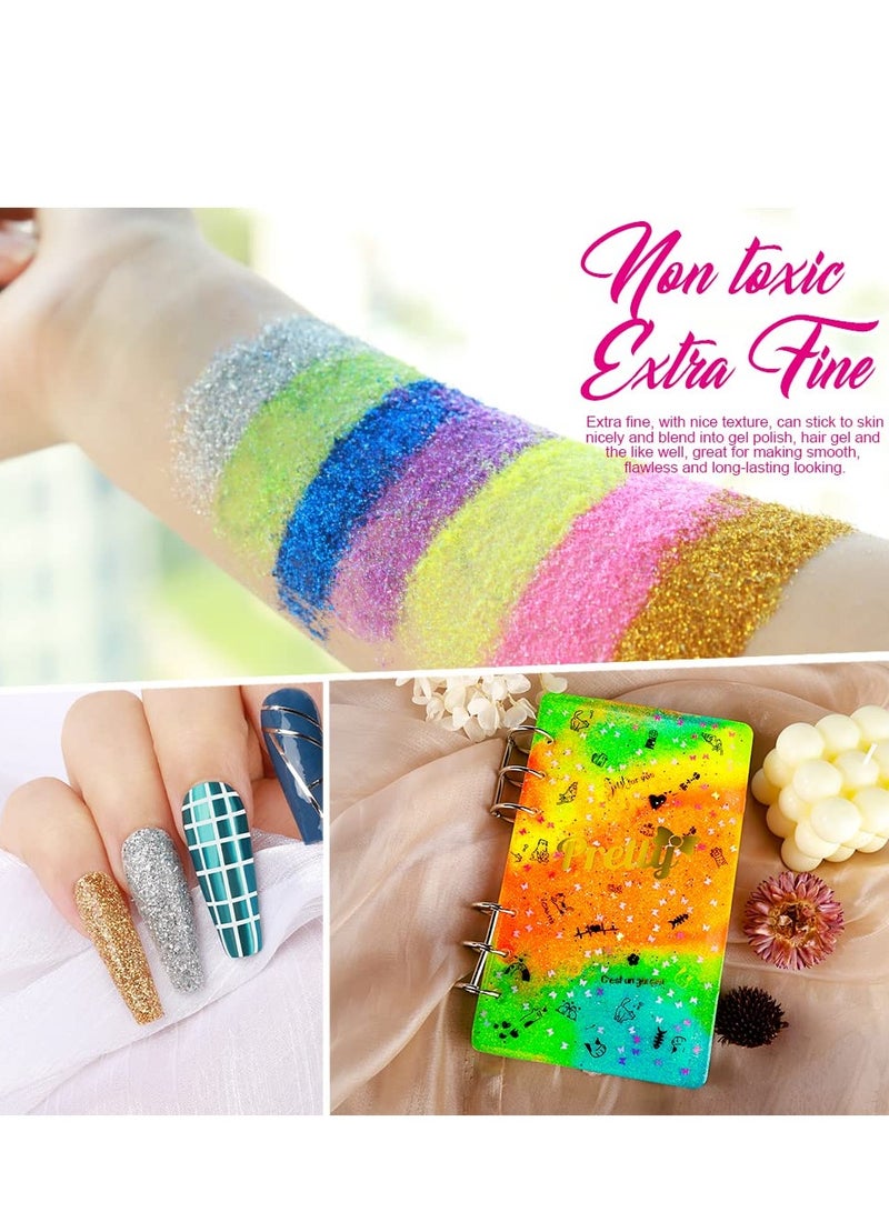 Teenitor Teenitor 48 Colors Glitter Set, Fine Glitter for Resin, Arts and Craft Supplies Glitter, Festival Glitter Makeup Glitter, Cosmetic Glitter for Body Nail Face Hair Eyeshadow Lip Gloss Making  - Image 2