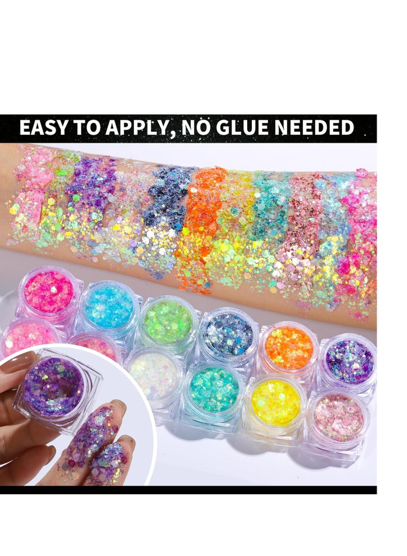 Teenitor Teenitor 48 Colors Glitter Set, Fine Glitter for Resin, Arts and Craft Supplies Glitter, Festival Glitter Makeup Glitter, Cosmetic Glitter for Body Nail Face Hair Eyeshadow Lip Gloss Making  - Image 4