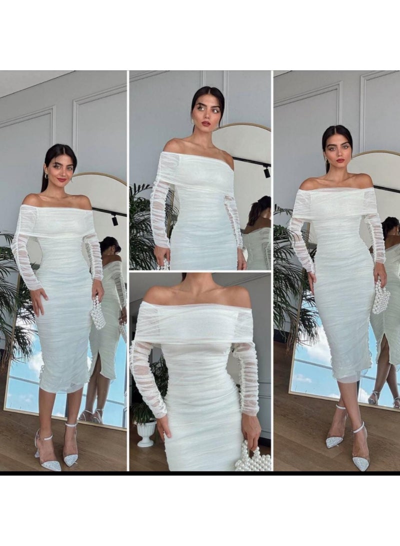 ZAGHOU Long Sleeve Slim Fit Midi Pencil Dress - Image 4