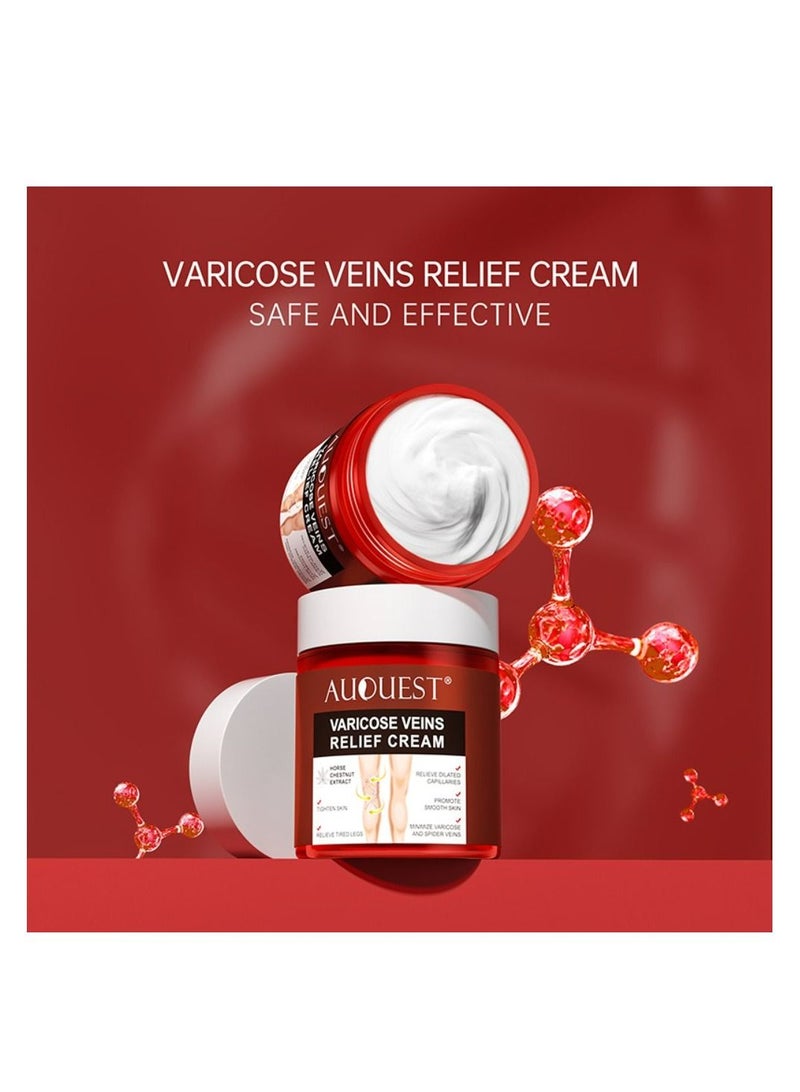 AuQuest Varicose Veins and Spider Vein Cream for Legs Relief Phlebitis Angiitis Tired and Heavy Legs Improve the Apperance of Legs 80g - Image 3