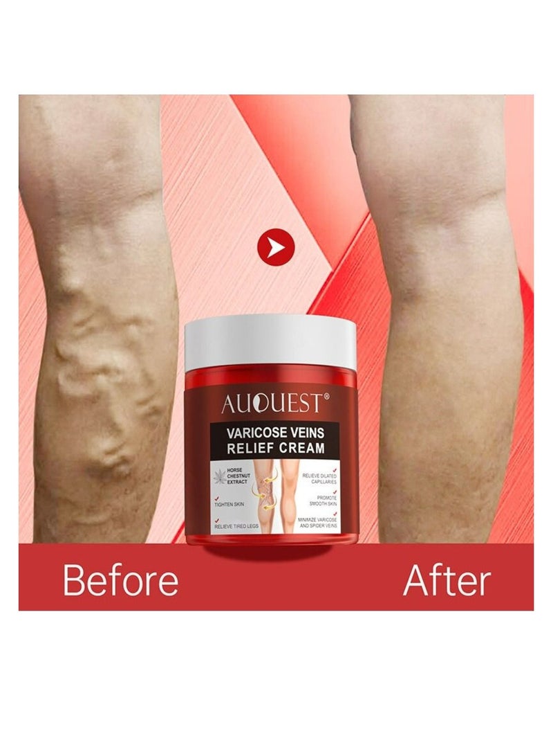 AuQuest Varicose Veins and Spider Vein Cream for Legs Relief Phlebitis Angiitis Tired and Heavy Legs Improve the Apperance of Legs 80g - Image 2