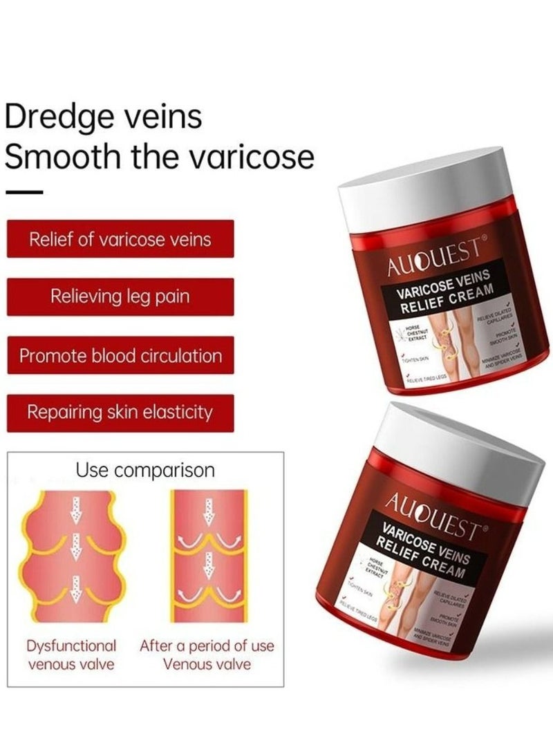 AuQuest Varicose Veins and Spider Vein Cream for Legs Relief Phlebitis Angiitis Tired and Heavy Legs Improve the Apperance of Legs 80g - Image 4