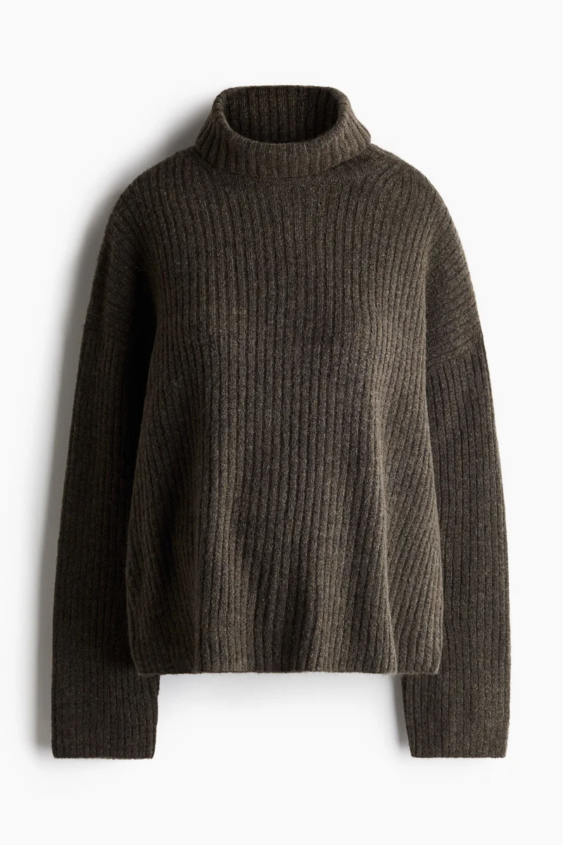 H&M Mama Rib-Knit Polo-Neck Jumper