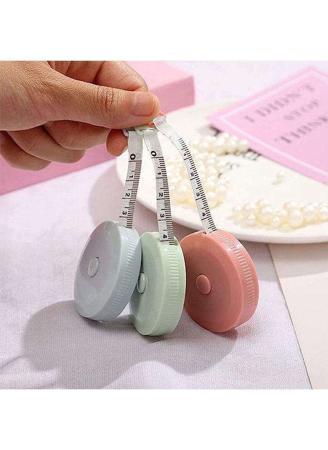 Generic - Sewing Tape Measure 3 Pieces Measuring Tape Retracting Double Sided Measuring Tape for Pocket, Body Tailor Sewing Craft Cloth Retractable Inches to 60 and Metric to 1.5m - Image 1