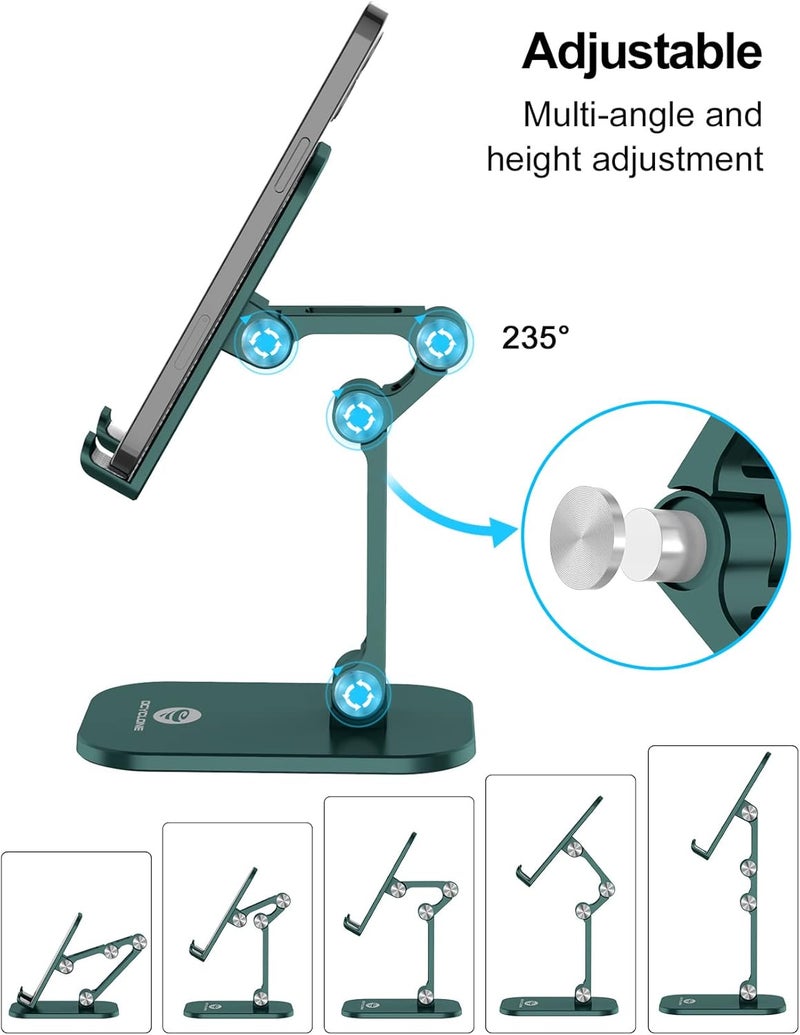 Ocyclone Phone Stand, Adjustable Height and Angle Foldable Cell Phone Stand Holder for Desk, Taller iPhone Stand Compatible with 4.7"-13" Smartphones iPad Tablet, Green - Image 2