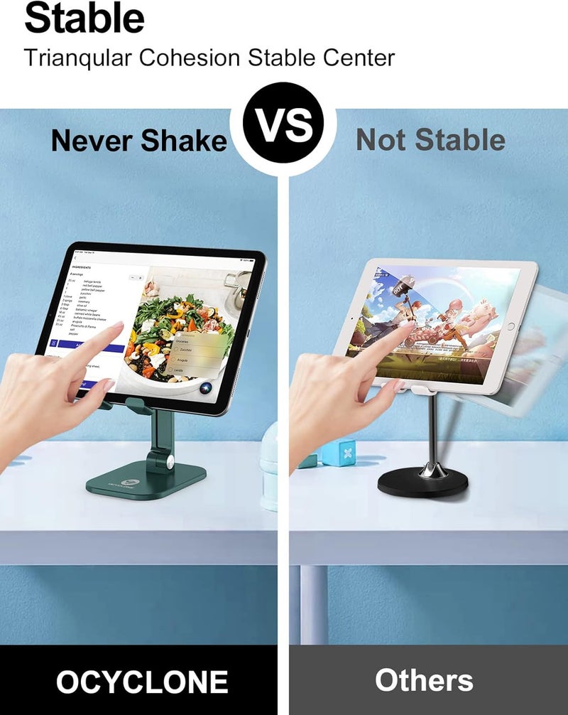 Ocyclone Phone Stand, Adjustable Height and Angle Foldable Cell Phone Stand Holder for Desk, Taller iPhone Stand Compatible with 4.7"-13" Smartphones iPad Tablet, Green - Image 5