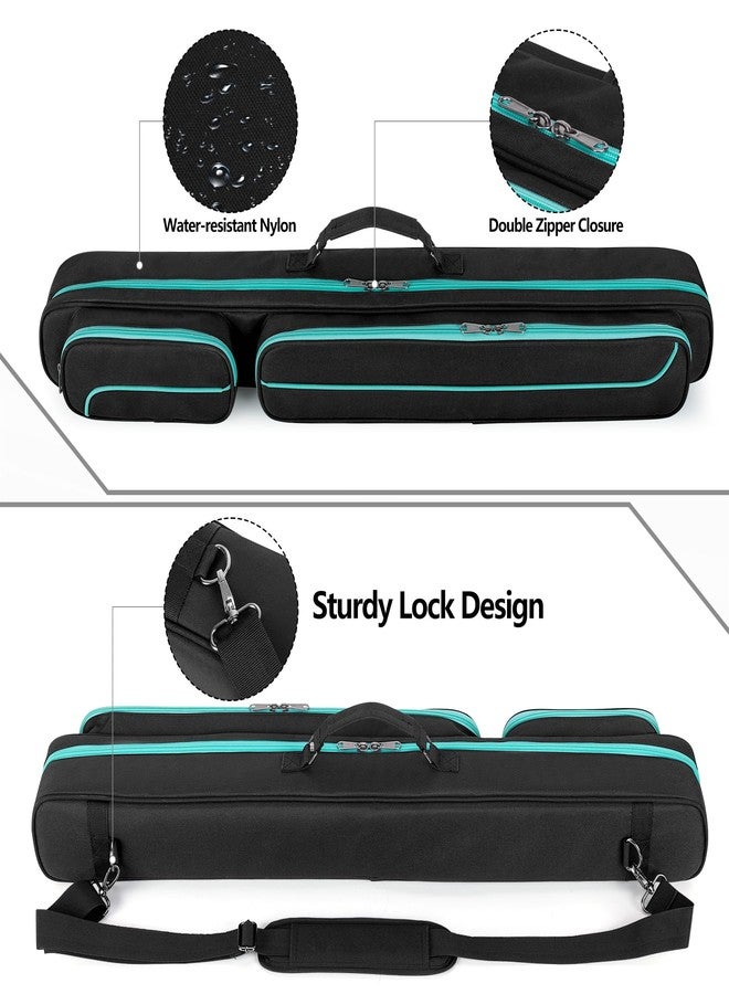 GOBUROS Pool Cue Case, 2 x 2 Pool Stick Case with 2 Shafts and 2 Butts Slots, Heavy Duty Billiard Cue Carrying Case for Pool Cue Accessories, Green - Image 4