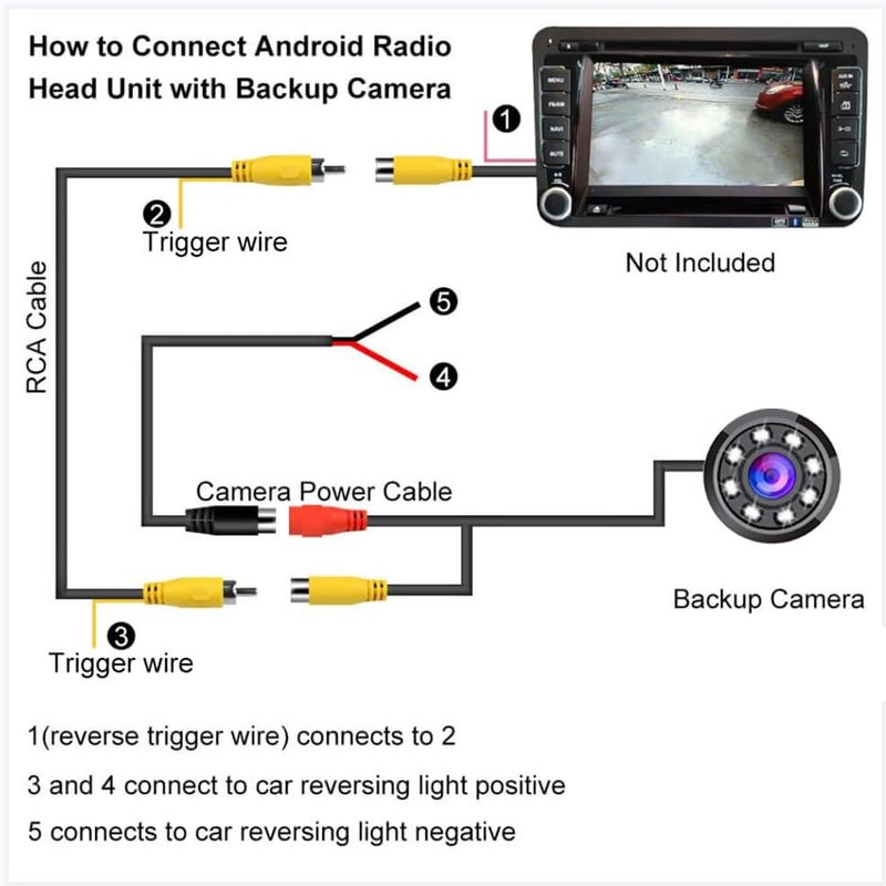 Audio Wheels Dynamic Path Guide Line with 150°Perfect View Angle Design Waterproof Universal 8 LED Lights Always Bright Night Lamp Rear View Car Reverse Camera - Image 3