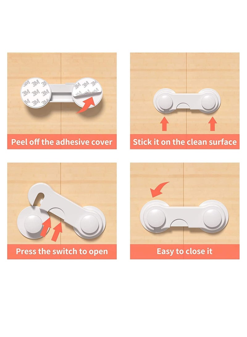 Zikra أقفال خزائن أمان الأطفال، أسهل لواصق 3M لحماية الأطفال، سهلة التركيب، قفل أدراجك وخزائنك لمنع الأطفال من الوصول إلى الأشياء الخطرة أو العبث بالأغراض، 10 قطع - Image 4