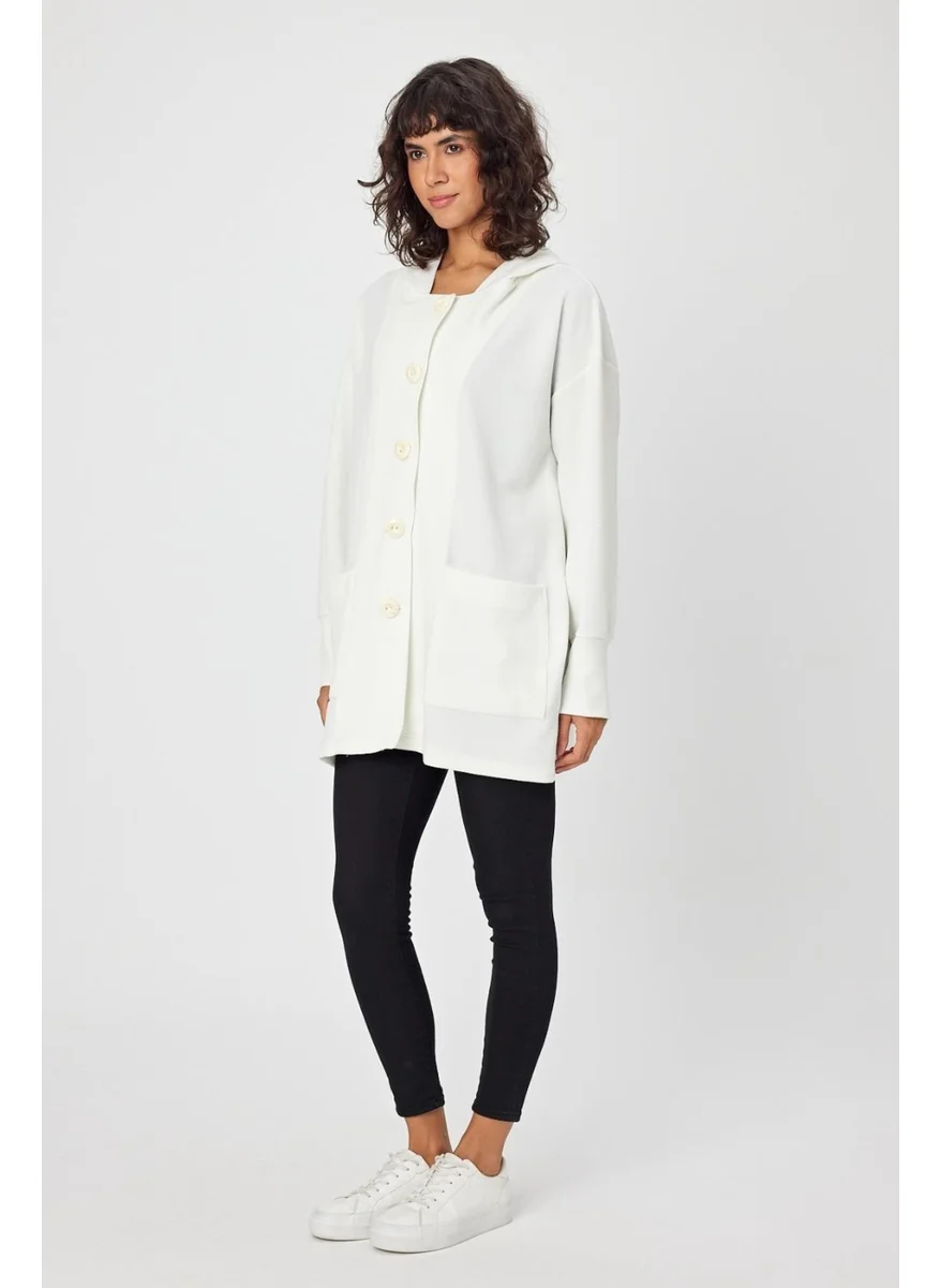 Alexander Gardi Hooded Buttoned Midi Length Cardigan (B22-37702)
