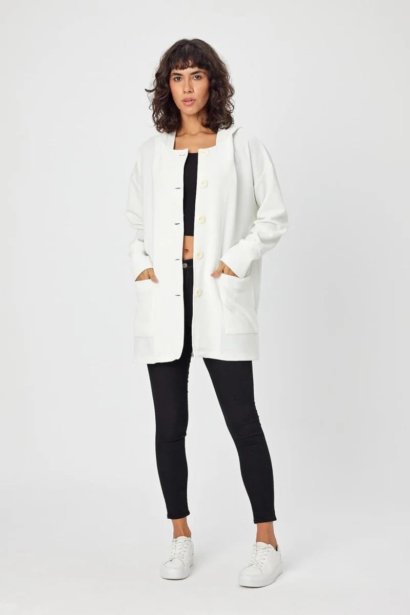 Alexander Gardi Hooded Buttoned Midi Length Cardigan (B22-37702)