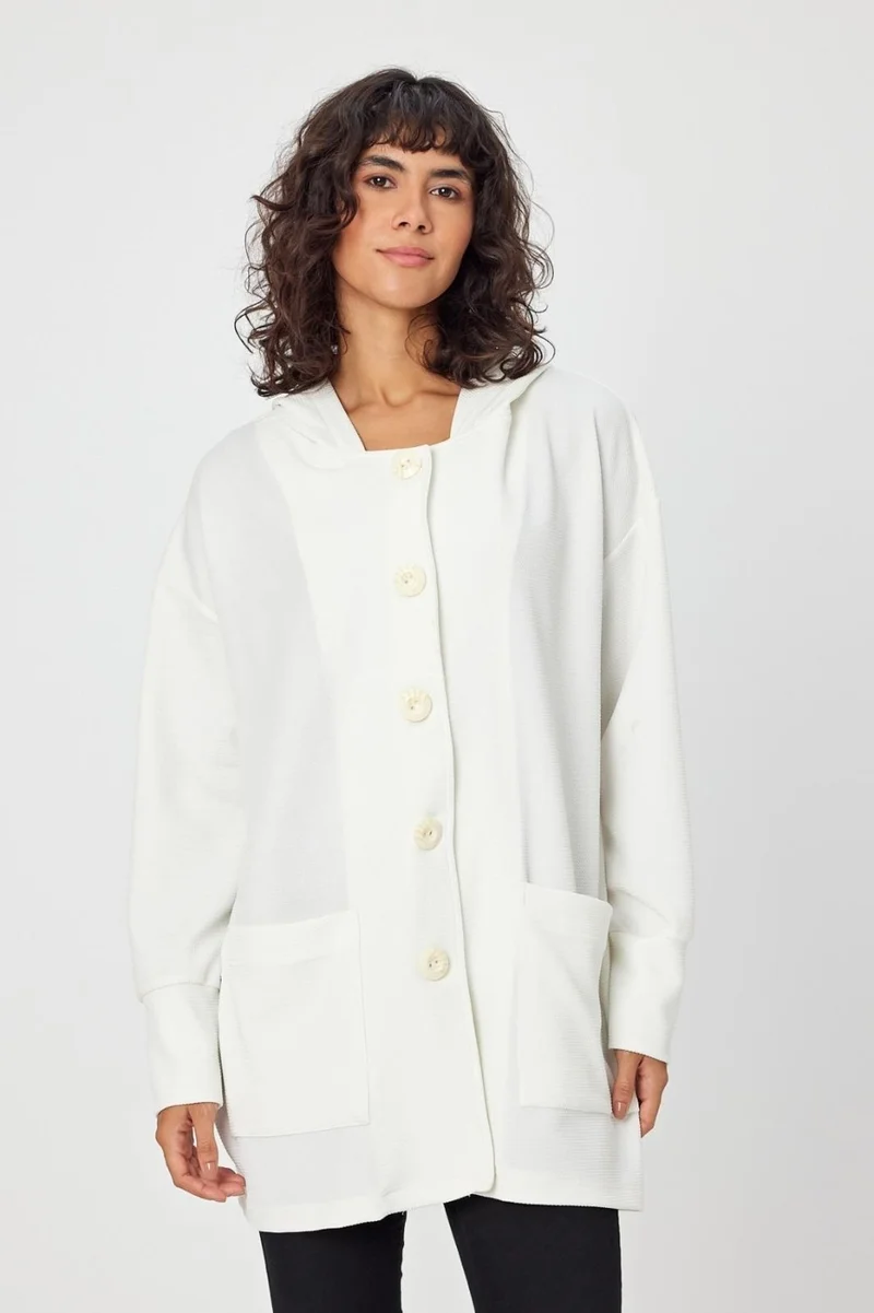 Alexander Gardi Hooded Buttoned Midi Length Cardigan (B22-37702)