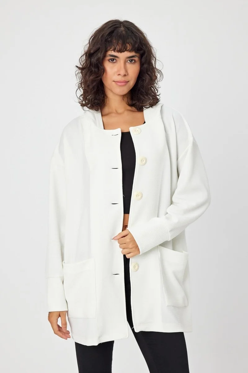 Alexander Gardi Hooded Buttoned Midi Length Cardigan (B22-37702)