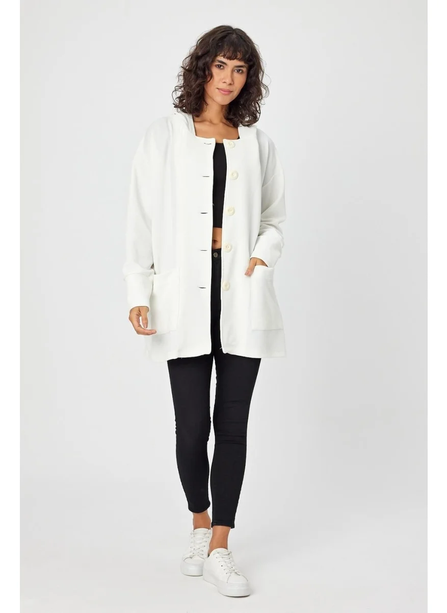 Alexander Gardi Hooded Buttoned Midi Length Cardigan (B22-37702)