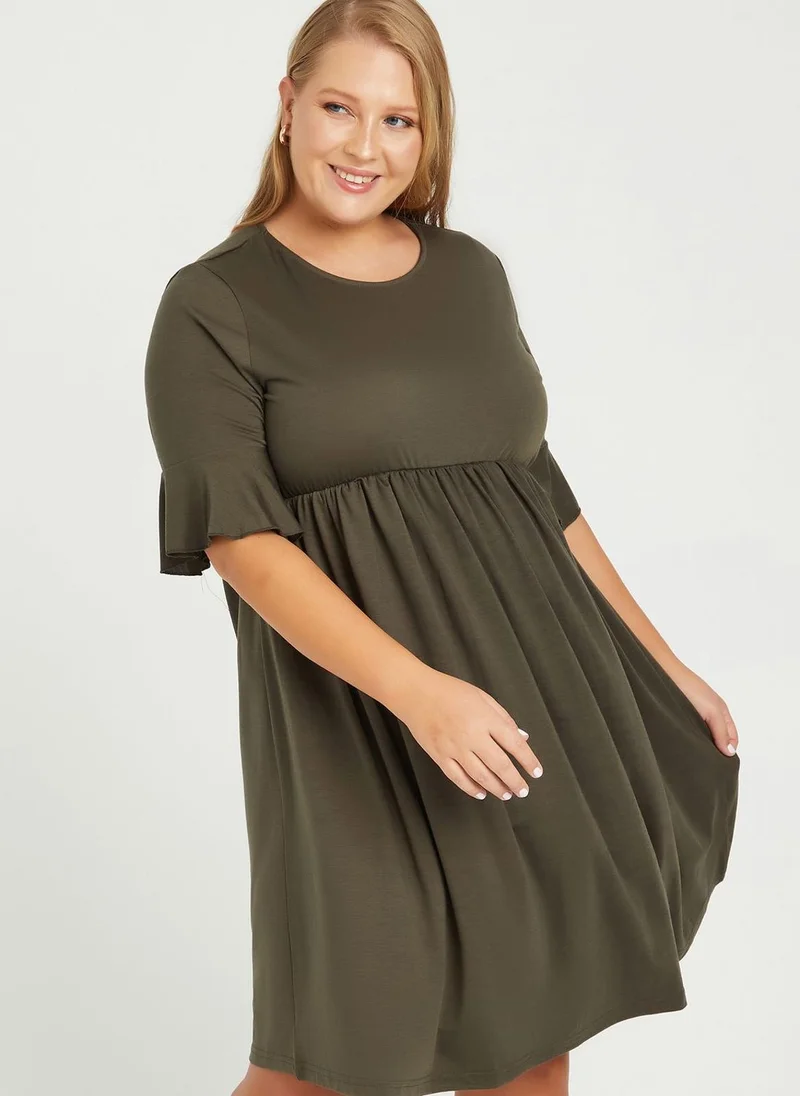 Styli Tiered Ruffle Sleeve Dress