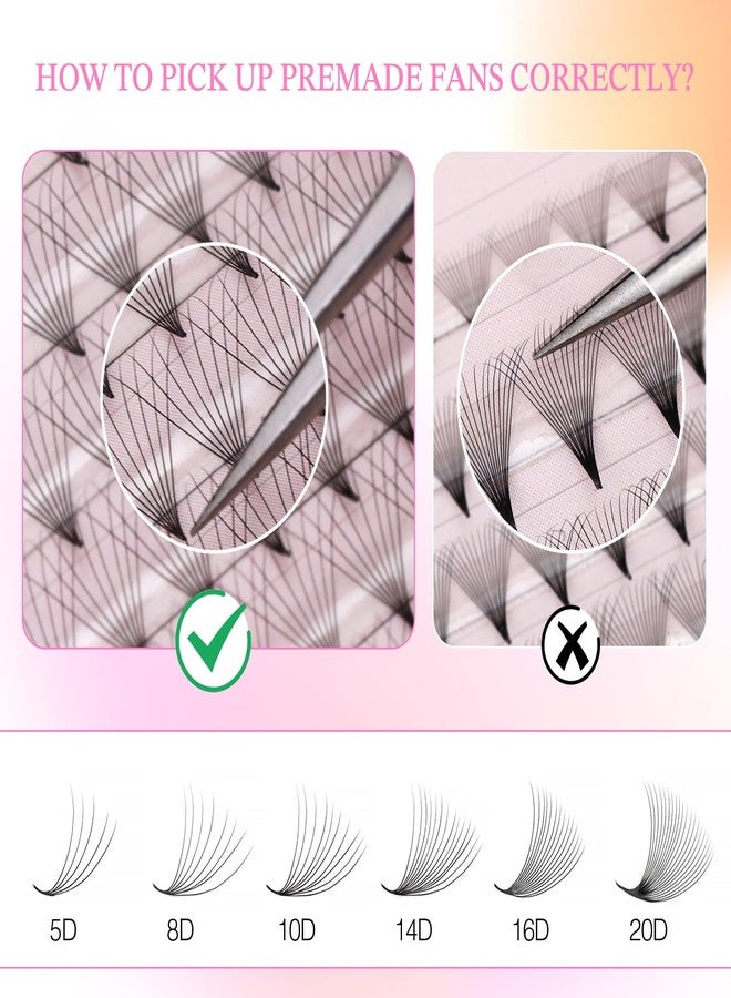 EMEDA 320 Fans Premade Lash Fans Pointy Thin Base XL Boxes Premade Fans Eyelash Extensions Stable D Curl Lash Extension Premade Fans Pre Fanned Volume Lash Extensions (8D-0.07-C-8-15mm) - Image 4