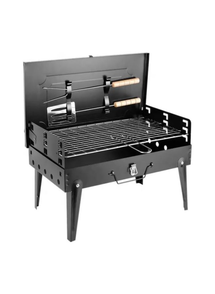 VIO Barbecue Grill Stainless Steel Charcoal Grill With Lid Accessories Foldable Durable Outdoor Household Camping BBQ Smoker for Outdoor Cooking Picnic Parties Trips Patio Backyard Camping Cooking Ramadan Get Together 45 X 42 X 25 CM  - Image 5