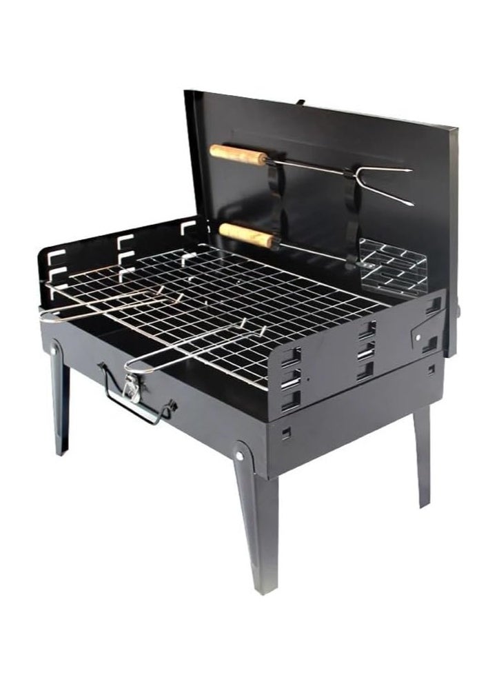 VIO Barbecue Grill Stainless Steel Charcoal Grill With Lid Accessories Foldable Durable Outdoor Household Camping BBQ Smoker for Outdoor Cooking Picnic Parties Trips Patio Backyard Camping Cooking Ramadan Get Together 45 X 42 X 25 CM  - Image 3