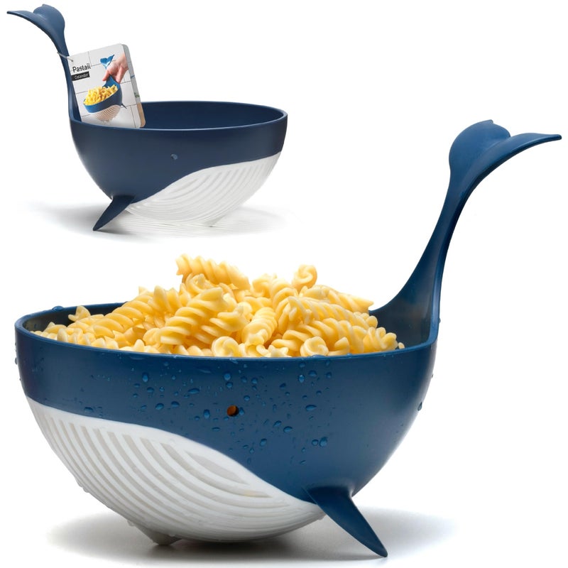 Peleg Design Pastail Medium Pasta Colander â€“ Fun Whale-Shaped Plastic Colander for Draining Pasta, Vegetables, and Fruit. Fun kitchen gadgets. Cute kitchen gift. - Image 1