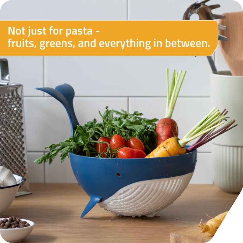 Peleg Design Pastail Medium Pasta Colander â€“ Fun Whale-Shaped Plastic Colander for Draining Pasta, Vegetables, and Fruit. Fun kitchen gadgets. Cute kitchen gift. - Image 4