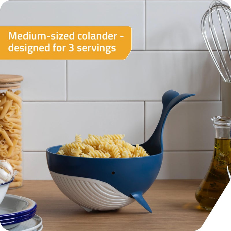 Peleg Design Pastail Medium Pasta Colander â€“ Fun Whale-Shaped Plastic Colander for Draining Pasta, Vegetables, and Fruit. Fun kitchen gadgets. Cute kitchen gift. - Image 2