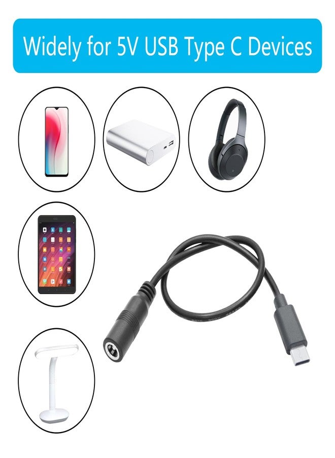 Maixbomr 4 قطع كابل طاقة DC 5.5 مم × 2.1 مم إلى USB C بطول 1 قدم، موصل DC 5521 ذكر إلى موصل USB Type C ذكر 5V 3A، كابل تمديد لشحن الطاقة، لمصباح المكتب LED، مروحة صغيرة وغيرها من معدات USB Type C - Image 5