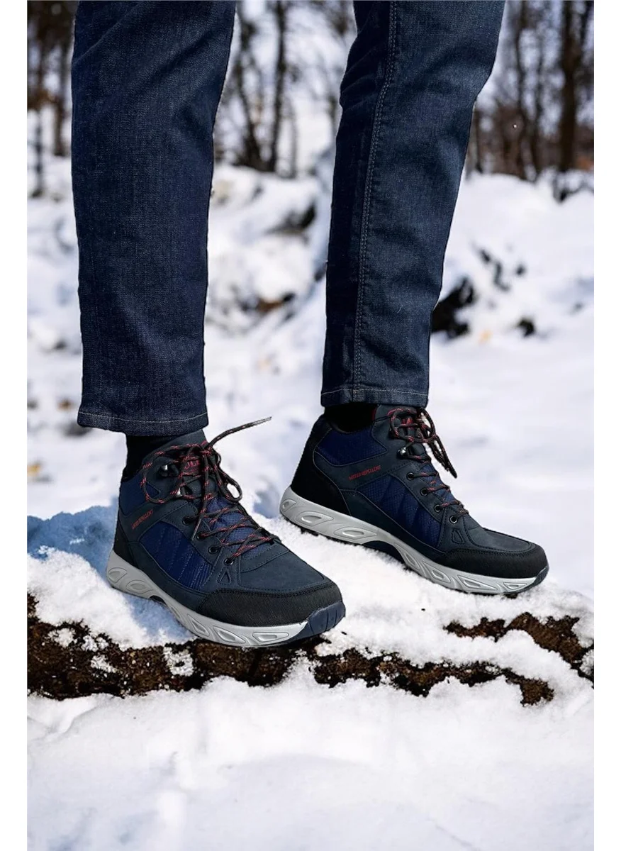 Liger Outdoor Boots Winter Durable Solid Sole Lace-Up Navy Blue