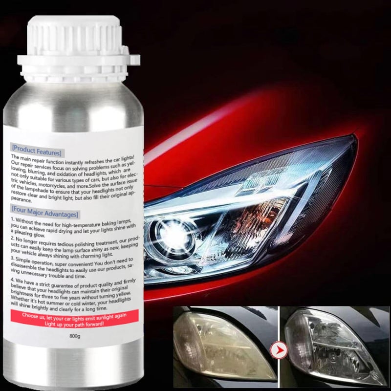800g Auto Headlight Restoration Liquid Car Headlight Scratch Restoring Fluid Headlight Repair Polish Cleaner Headlight Restoration Kit Refill Bottle for Polishing Restoring Dull Yellow Headlamp