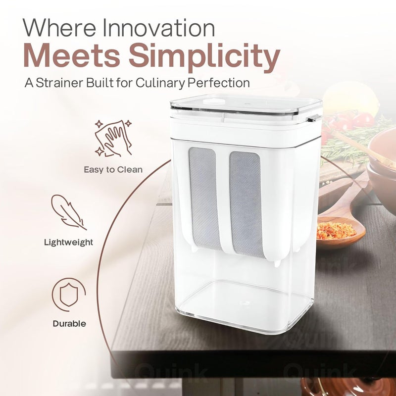 Quink Yogurt Strainer Filter1100 ML Greek Yogurt Strainer Fine Mesh Strainer with Lid Curd Maker with Yogurt Filter Strainer Hung Curd Maker Multifunctional Yoghurt Filter Curd Maker for Home - Image 4