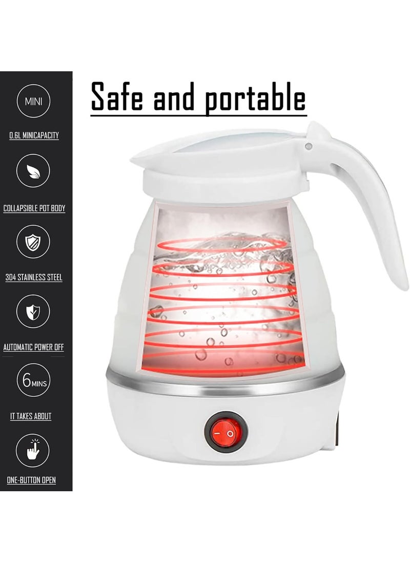 Generic - Travel Kettle Electric Small Foldable Portable Kettle,Silicone Collapsible Heating Water Boiler Tea Pot for Camping,Easy for Storage with Separable Power Cord (White) - Image 1