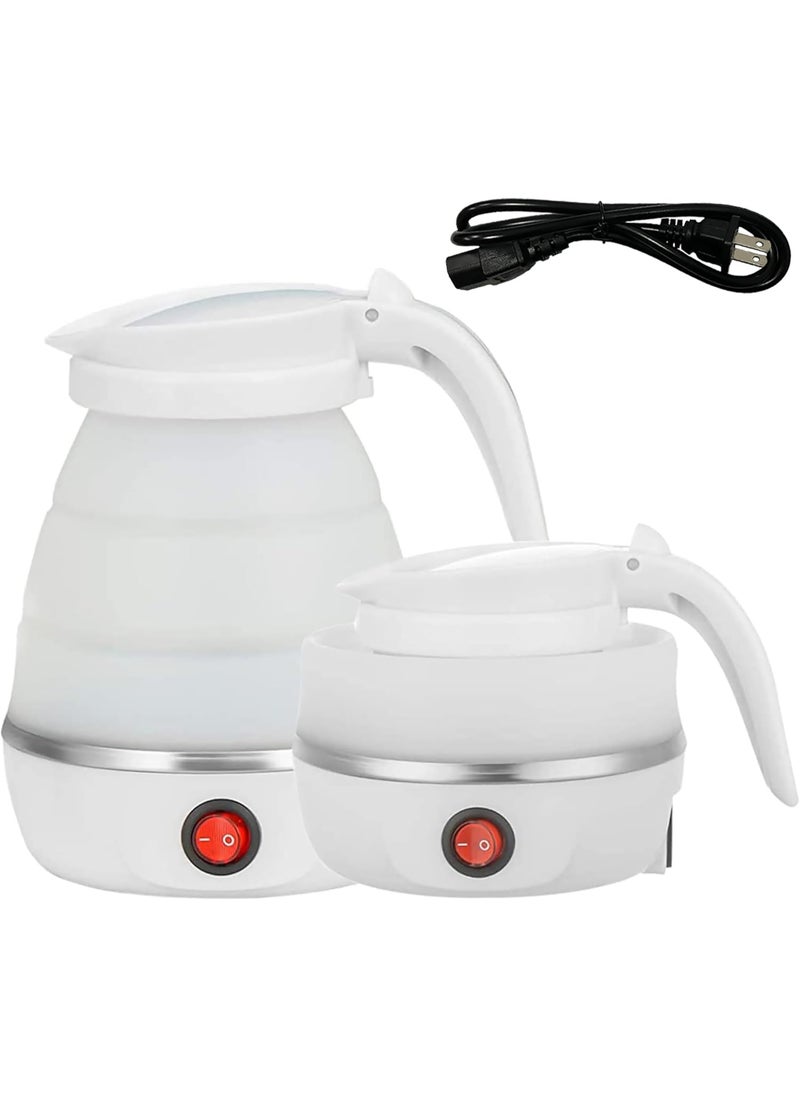 Generic - Travel Kettle Electric Small Foldable Portable Kettle,Silicone Collapsible Heating Water Boiler Tea Pot for Camping,Easy for Storage with Separable Power Cord (White) - Image 1