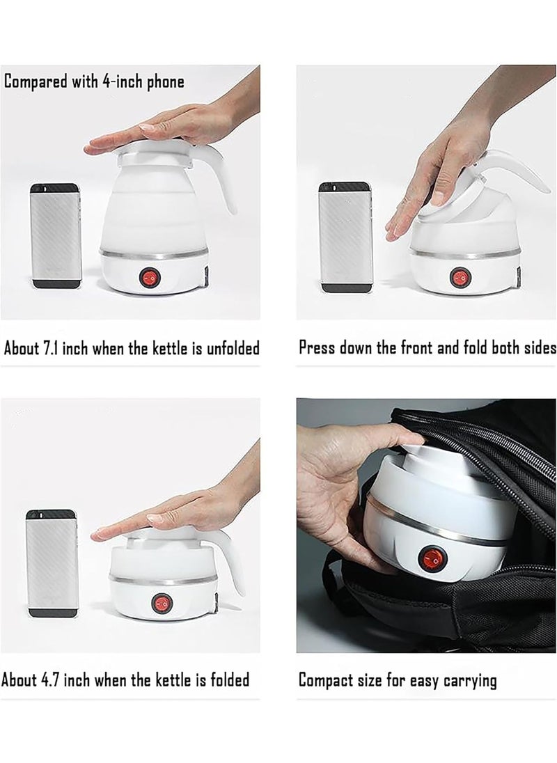 Generic - Travel Kettle Electric Small Foldable Portable Kettle,Silicone Collapsible Heating Water Boiler Tea Pot for Camping,Easy for Storage with Separable Power Cord (White) - Image 1