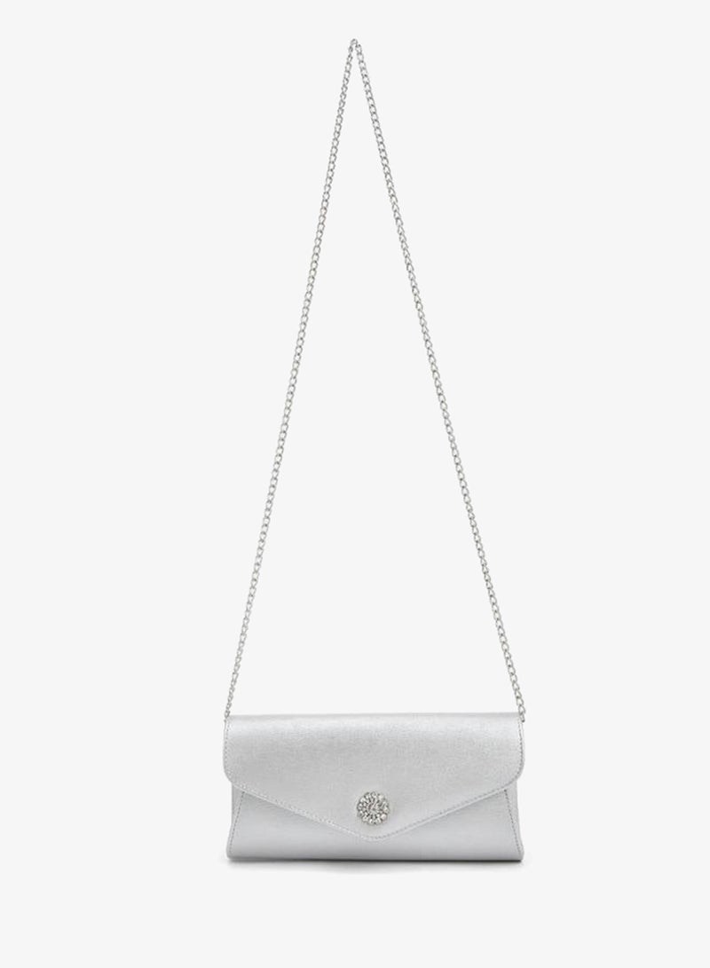 Flora Bella By Shoexpress Metallic Pu Clutch Bag With Detachable Shoulder Chain Ramadan Collection - Image 2