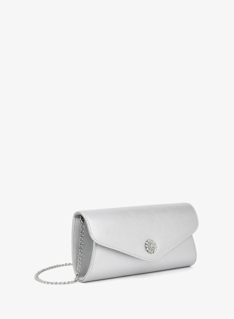Flora Bella By Shoexpress Metallic Pu Clutch Bag With Detachable Shoulder Chain Ramadan Collection - Image 3