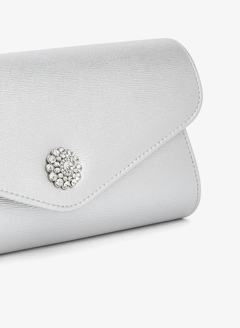 Flora Bella By Shoexpress Metallic Pu Clutch Bag With Detachable Shoulder Chain Ramadan Collection - Image 4