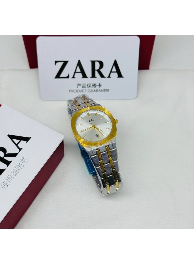 ZARA Two-Tone Gold and Silver Stainless Steel Women's Watch with Date