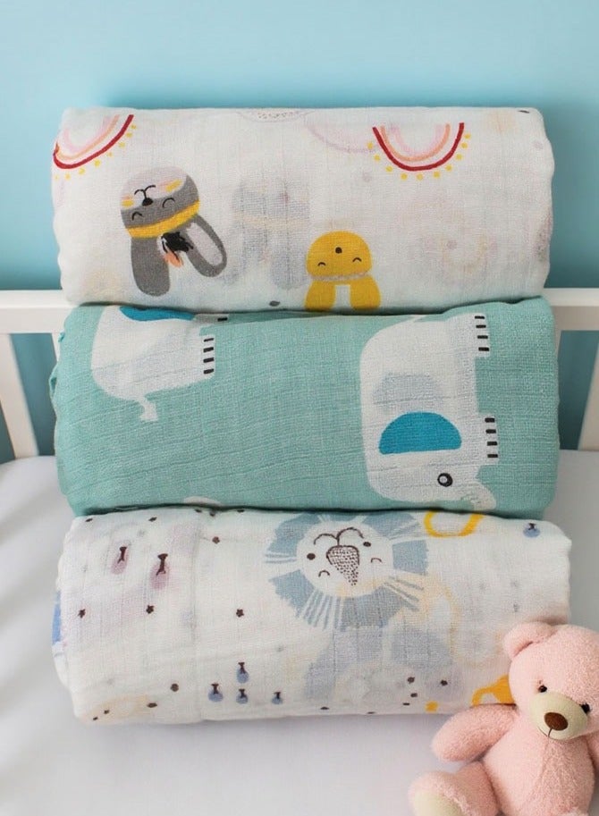 Super ZYouth 3-Pack Baby Swaddle Blankets, Blanket Swaddle Wrap for Boys and Girls (110 X 110cm) - Image 1