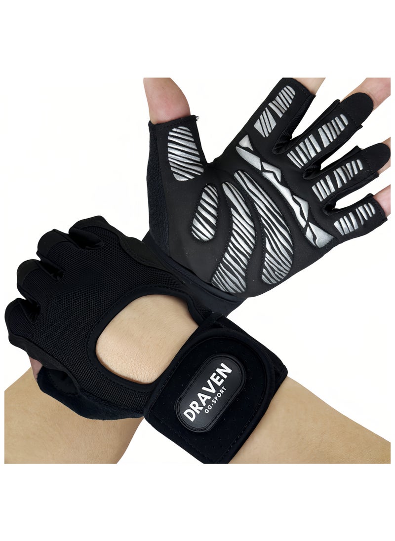 DRAVEN - GG - DRAVEN-GG Gym Gloves Men - Silicone Non-slip Palm Pad,enhanced Grip,high Performance, Breathable, Durable Workout Gloves - Wrist Support Fitness Gloves For Sport, Exercise, Weightlifting And Training - Image 1