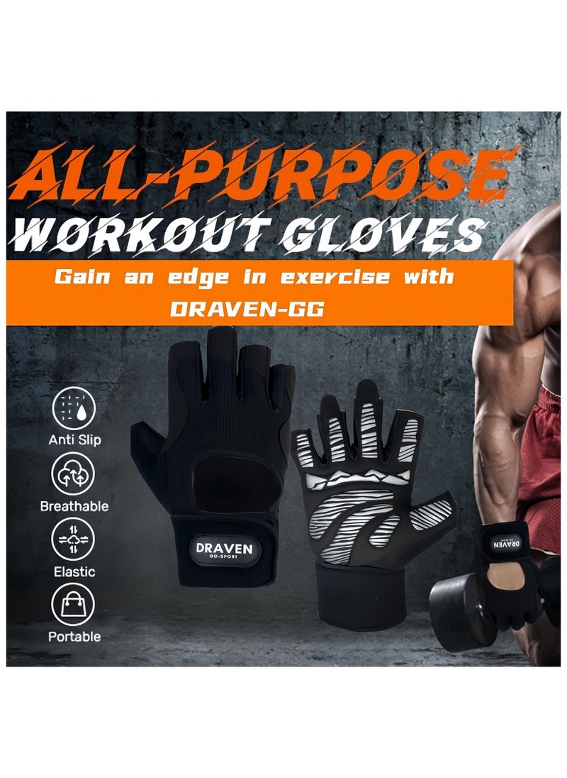 DRAVEN - GG - DRAVEN-GG Gym Gloves Men - Silicone Non-slip Palm Pad,enhanced Grip,high Performance, Breathable, Durable Workout Gloves - Wrist Support Fitness Gloves For Sport, Exercise, Weightlifting And Training - Image 1