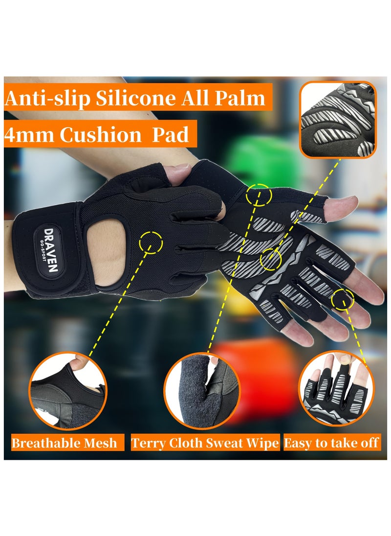 DRAVEN - GG - DRAVEN-GG Gym Gloves Men - Silicone Non-slip Palm Pad,enhanced Grip,high Performance, Breathable, Durable Workout Gloves - Wrist Support Fitness Gloves For Sport, Exercise, Weightlifting And Training - Image 1