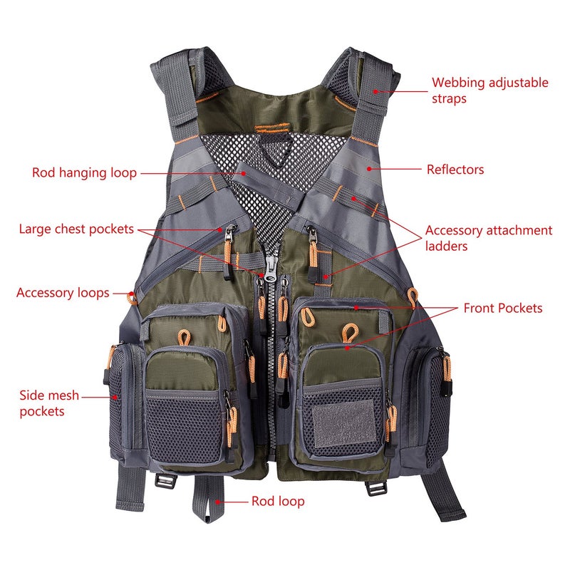 BASSDASH Strap Fishing Vest Adjustable for Men and Women, for Fly Bass Fishing and Outdoor Activities - Image 3