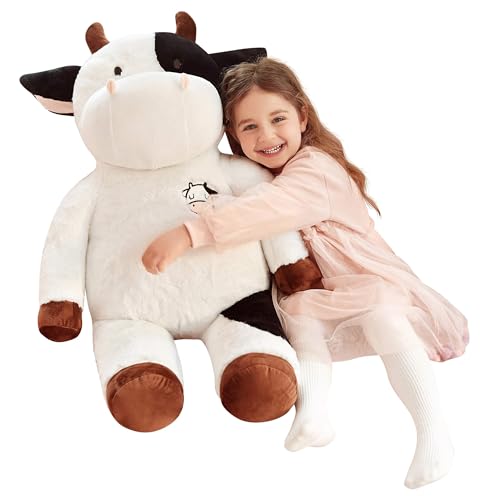 IKASA Giant Cow Stuffed Animal, 30 Inches Big Plush Toy,Large Cute Jumbo Soft Toys,Huge Size Fluffy Plushy Fat Plushie,Gifts for Kids - Image 1