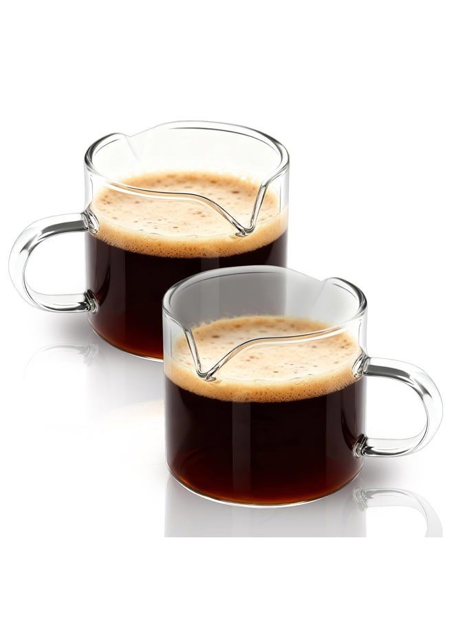 BCnmviku Shot Glasses Espresso Parts Double Spouts Milk Cup Clear Glass (Clear Glass-2Pack) - Image 1